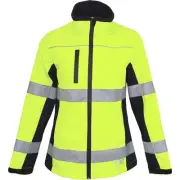 Womens Biomotion Hi Vis Taped Softshell Yellow & Navy Jacket - size 24
