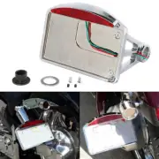 Chrome Motorcycle Side Lincese Plate Frame Holder Bracket LED Brake Tail Light