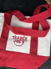 Trader Joe’s Mini Canvas Tote Bag Red New With Tags