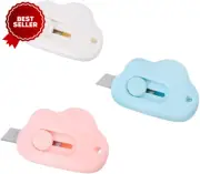 Mini Utility Knives, 3Pcs Cloud Shaped Retractable Box Cutters, Candy Color Enve
