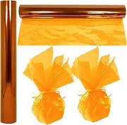 AnapoliZ Cellophane Wrap Roll | 100' Ft Long X 16' Wide | 2.3 Mil Thick Transparent Gold | Gifts, Baskets, Treats Wrapping Paper | Colorful Cello Decor, Party Decorations