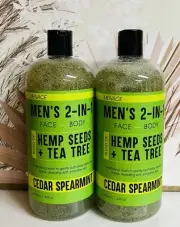 2-Pack Cedar Spearmint 2-in-1 Revitalizing Wash for Men w/ Hemp Seeds & Tea Tree
