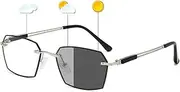 Photochromic Blue Light Blocking Reading Glasses for Men, Stylish Rimless Computer Readers, Anti UV Eyeglasses