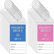 Clabby Cruise Luggage Tag Holders Clear Luggage Tags with Loops Carnival Cruise Luggage Tag Holder Waterproof Cruise Document Holder E-tag Holders Zip Seal Tags Luggage Tags PVC Holders