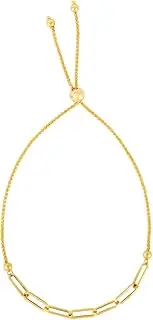 [JewelryWeb] 14k Yellow Gold Polished Bracelet With Draw String Clasp 23 Centimeters Link-Bracelet for Women