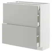 METOD / MAXIMERA base cab with 2 fronts/3 drawers, white/Havstorp light grey, 80x37x80 cm