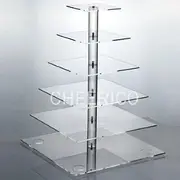 6 Tier Large Square Pole Wedding Acrylic Cupcake Stand Tree Tower Cup Cake Display