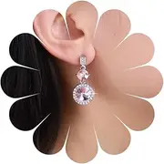 [Xduargs] Boho Crystal Dangle Earrings Pink Rhinestone Drop Earrings Vintage Sparking CZ Earrings Chandelier Halo Round Stud Jewellery for Women, Zinc