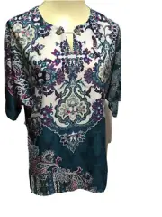 Colourful Short Sleeve Top Size12 New With Tags Miller’s Stretchy Fabric Pretty