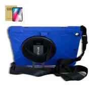 StylePro, iPad Pro 11" shockproof case + tempered glass screen protector, hand strap, shoulder strap & rotating stand, blue
