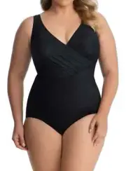 Miraclesuit Oceanus Solid Plus Size Swimsuit , Black , 18W