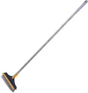 BUEXD Floor Grout Brush with Side Scraper, Floor Scrub Brush Stiff Bristle Long Handle Cleaner Brush for Bathroom Kitchen Floor Tile Grout Gap and Corner Cleaning, 120°Rotatable, Yellow
