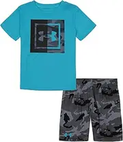[Under Armour] Mens Sleeve Tee Set, Lightweight Breathable T-Shirt And Short Set