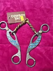 Partrade Cowboy Tack 5 1/8" Turquoise Snaffle Copper Twist Gag Bit Level 3