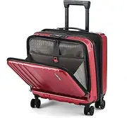 [TydeCkare] 16" Carry on Luggage with 2 Laptop Compartments, Lightweight Hardshell ABS+PC Suitcase with Dual Control, with YKK Zipper, 4 Spinner Silent Wheels, for Business Travel, Wine Red