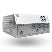 Dual Cab Checker Plate Aluminium Ute Canopy With 1/4 Dog Box Alloy Toolbox