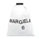 MM6 Maison Margiela JAPANESE燙印黑字LOGO字母花紋三角造型帆布手提肩背托特包(小/白)