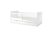 Zane Kids Solid Pine Timber Single Bed w/ Drawer - White