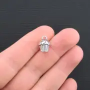 BULK 40 Cupcake Charms Charms Antique Silver Tone 3 Dimensional - SC3030