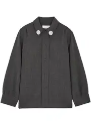Jil Sander Embellished Wool Shirt - Grey - 38 (UK10 / S) 38 (UK10 / S)