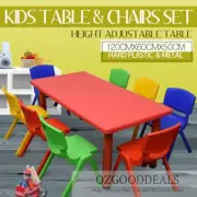 Large Kids Toddler Children Activity Table and 8 Chair Chairs Red 120x60cm L