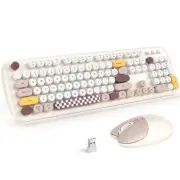 Wireless Keyboard and Mouse Combo, 2.4G Retro Typewriter Wireless Keyboard an...