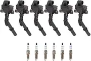 Areyourshop 6x Ignition Coil + Spark Plug UF741 For Be-nz C300 V6 3.5L 2013-2014, C350 V6 3.5L 2012-2015, CL550 V8 4.7L 2011-2014, CL63 AMG V6 6.3L 2011