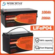 12V 100Ah 200AH Lithium Battery LiFePO4 BMS Solar Boat RV Marine Camping Power