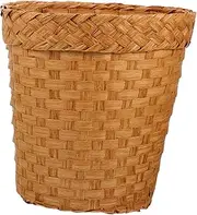 COLLBATH Imitation Straw Trash Can Woven Storage Basket with Lid Large Car Trash Can Wicker Storage Baskets with Lids Round Woven Storage Basket Small Waste Toy Baskets Storage Supplies Toy