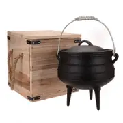 Wildtrak 3-Legged Cast Iron 8L/28cm Potjie Pot w/ Box - Black