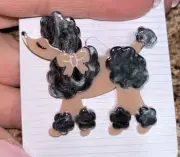 Black Acrylic Poodle Brooch/lapel Pin - New