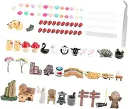 GANAZONO 99pcs Miniature Ornaments Kit Hand Painted Garden Mini Adornment Decoration for Fairy Gardens Mini Landscaping and Plant Decoration