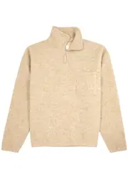 Universal Works Ramsay Wool-blend Half-zip Sweatshirt - Beige - L L