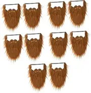 10 Pcs Halloween Long Hair Fake Beard Ginger Prom Decor andMustache Nutcracker Christmas Disguise Accessories Santa Man Wool Orange