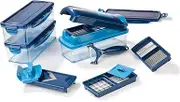 Genius Nicer Dicer Smart (14 Pieces) in Blue - Vegetable Cutter for Cubes, Sticks, Slices, Strips and Quarters Including Recipe Book - Salad Cutter Mandolin Cucumber Slicer