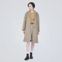 在飛比找博客來優惠-【MUJI 無印良品】女再生羊毛混西裝式大衣 M 淺米