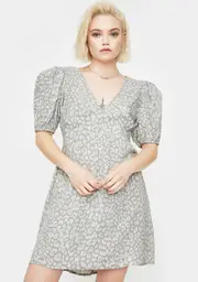 [Dolls Kill] Grey Leopard Elfy Mini Dress