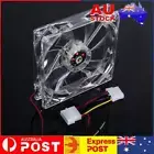 LED Light CPU Cooling Fan Computer PC Clear Case Quad 12CM Heatsink Blue AU