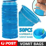 50pc Disposable Vomit Bags Sickness Travel Plane Motion Car Bus Sick Sealable AU