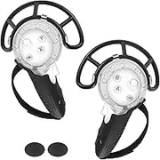 Geekria VR Anti-Collision Protection Frame Set Compatible with Meta Quest 3, PC Clear Cover with Knuckle Strap Rocker, Handle Bumper Guard Kit (Black, 1 Pair)