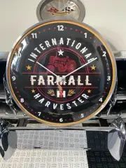 Vintage style FARMALL IH Gas & OIL Round Clock 12 INCH NEW with GLASS FACE