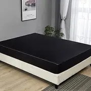 Solid Fitted Sheet - Deep Pocket Satin Silk Bed Sheet, Breathable Soft and Comfortable - Wrinkle, Fade, Stain and Abrasion Resistant (Black, Double)