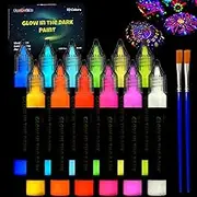 FansArriche Glow in the Dark Paint Markers, 12 Colors x 20 ml 3D Waterproof Acrylic Paint Markers, Glow in the Dark Paint Pens, Neon Fabric Paint Markers for Clothes, Canvas, Glasses
