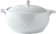 Ceramic Soup Tureen with Lid and Ladle, Ceramic Soup Tureen with Glass Lid Porcelain Serving Tureen Soup for Restaurant Home Kitchen Decoration Cute Ceramic,3000ML