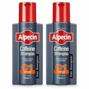 2x Alpecin Caffeine Shampoo C1 for Men - For Stronger Hair, 250ml