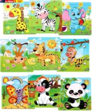 Toddler Puzzles for Kids 3-8 Years Old, 9 Pieces Animals Wooden Jigsaw Puzzles,