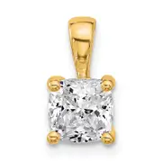 14k Yellow Gold 1 1/2 Ct. Lab Grown Diamond VS/SI+ G+ Cushion Four Prong Pendant