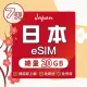 【環亞電訊】eSIM日本7天總流量20GB(日本網卡 docomo 原生卡 日本 網卡 沖繩 大阪 北海道 東京 eSIM)