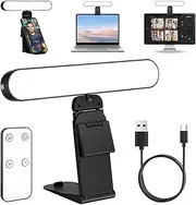 Video Light LED with Multifunctional Holder, Remote Control of 3 Light Modes with Remote Control, 10 Brightnesses, 180° Rotation Streaming Light for Mobile Phone, Laptop, Monitor, Webcam, Office, Gift