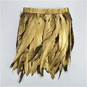YUMAO 2Meters Spray Gold Silver Rooster Tail Coque Feather Trim Ribbon Golden Feathers for Crafts Clothes Carnival Decoration Plumas 0216 (Color : Gold, Size : 25-30CM 10-12inch)